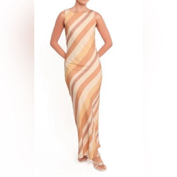 Petal & Pup Dresses & Skirts - Petal & Pup Striped Tan and Cream Maxi Dress